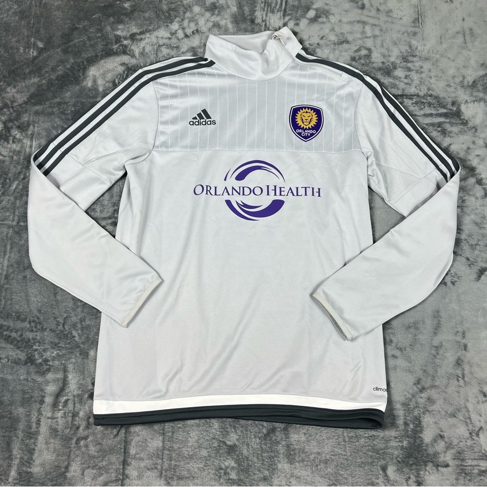 Adidas Men's M Orlando City FC Soccer Climacool Pullover Grey MLS Warmup Jersey